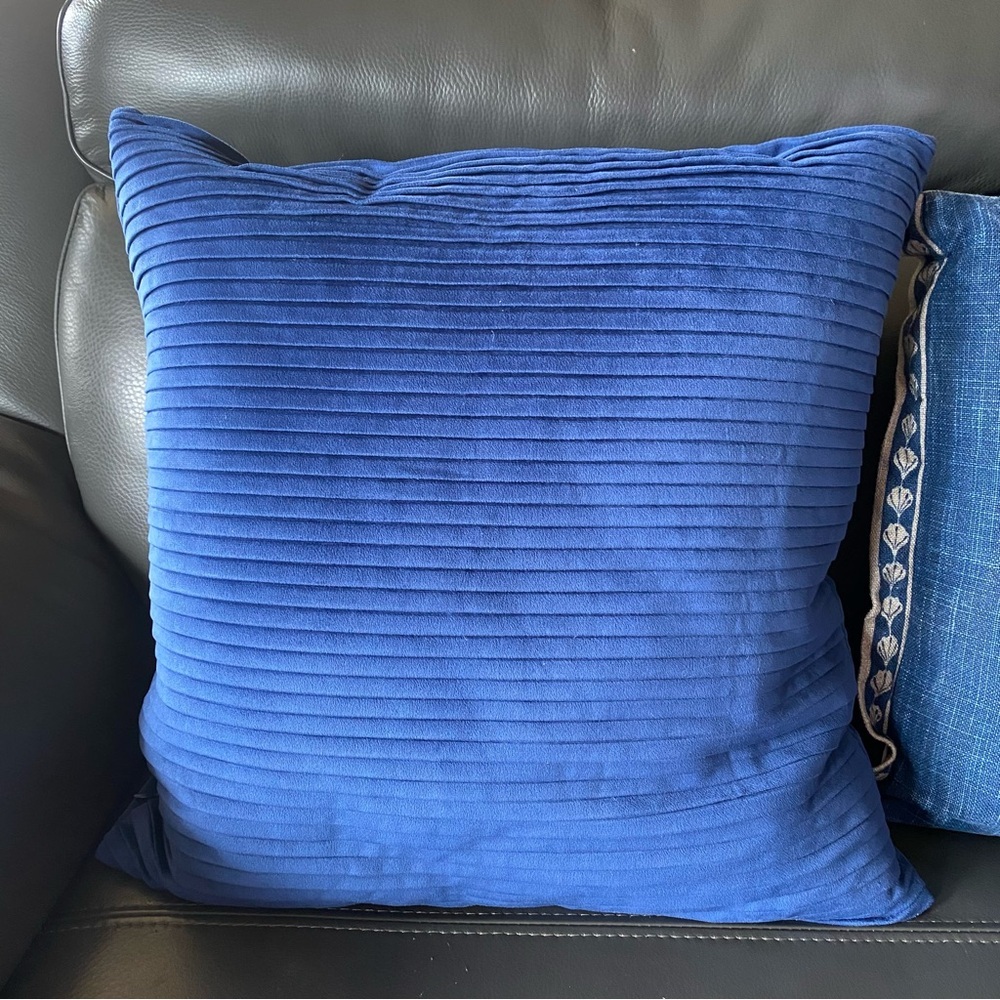 Beautiful Lilian August Velvet Blue Down Filled Throw Pillow Casa Decor Home 19”